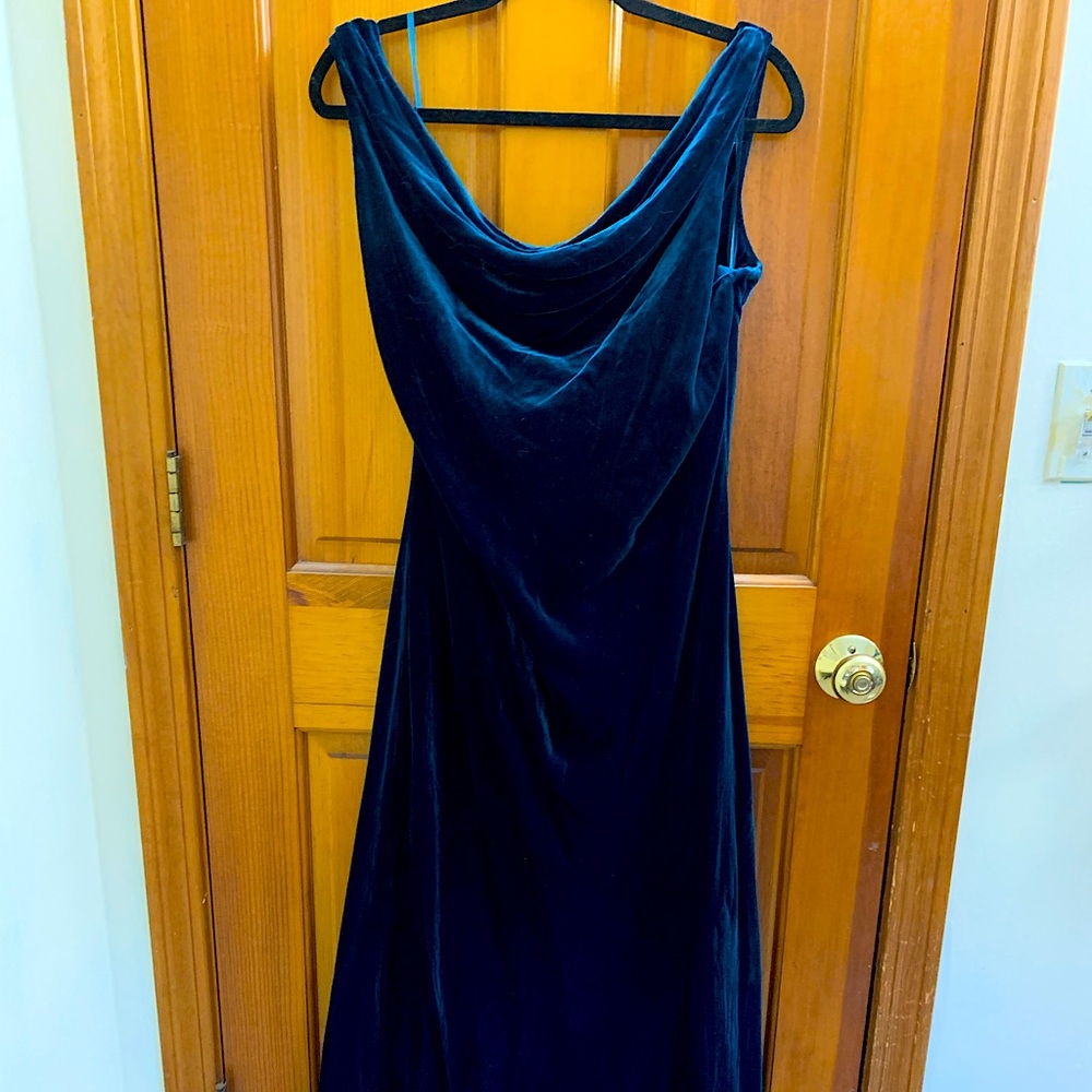 J. Peterman Velvet Evening Dress, vintage blue